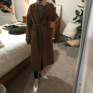 Mango brown belted coat